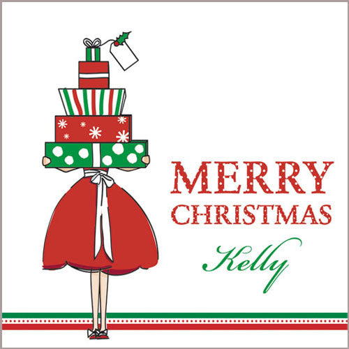 Christmas Girl Gift Sticker - Set of 24