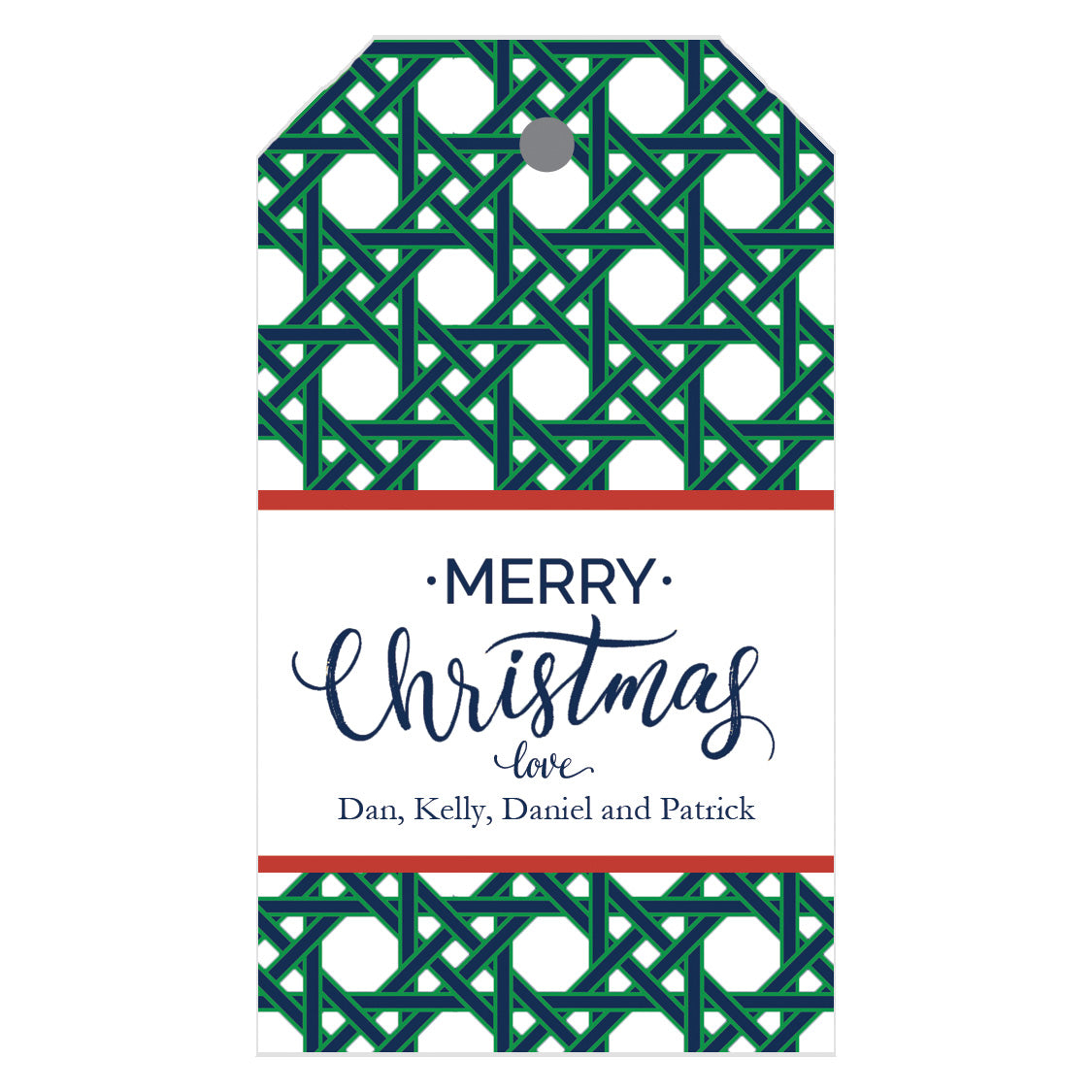 Christmas Basketweave Personalized Holiday Gift Tags
