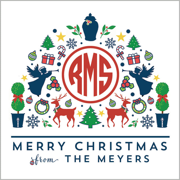 Christmas Preppy Icon Monogram Gift Sticker | Set of 24