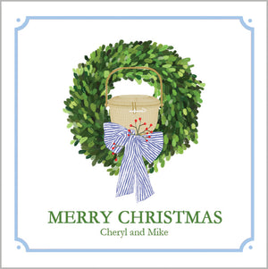 Christmas Nantucket Basket Gift Sticker | Set of 24