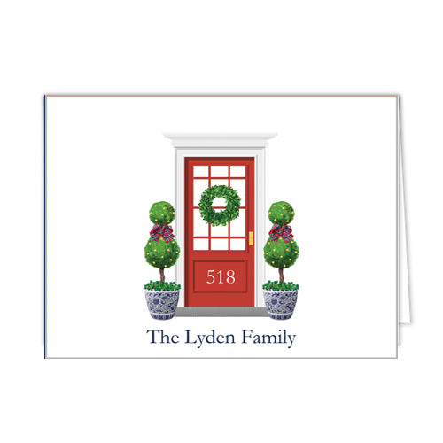 Christmas Front Door Personalized Folded Notecards