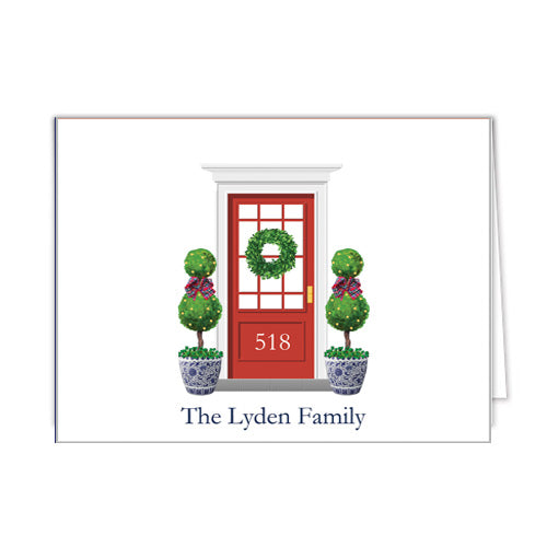 Christmas Front Door Personalized Folded Notecards 