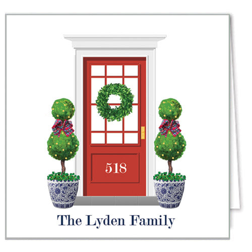 Christmas Front Door Personalized Enclosure Cards + Envelopes