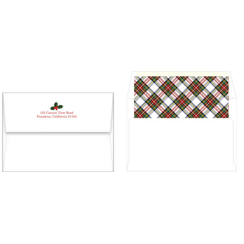 Photo Mount Holiday Photo Card | White Stewart Plaid