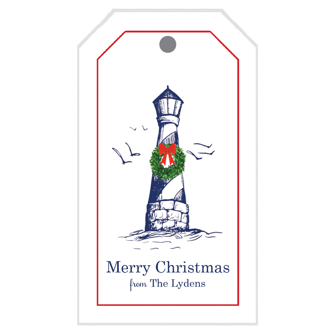 Christmas Lighthouse Personalized Holiday Gift Tags