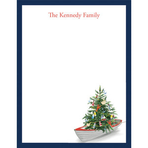 Nautical Christmas Tree in a Row Boat Personalized Notepad