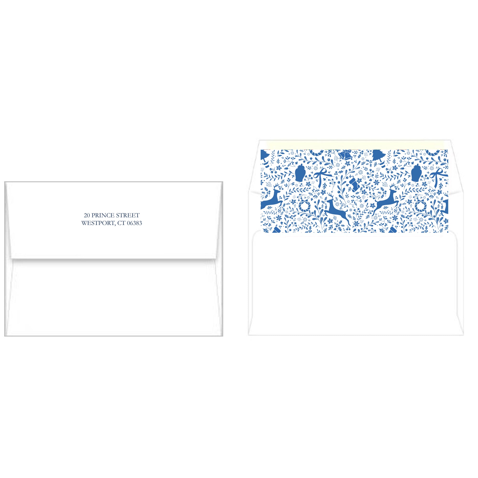 Blue and White Christmas Toile Vertical Holiday Photo Card