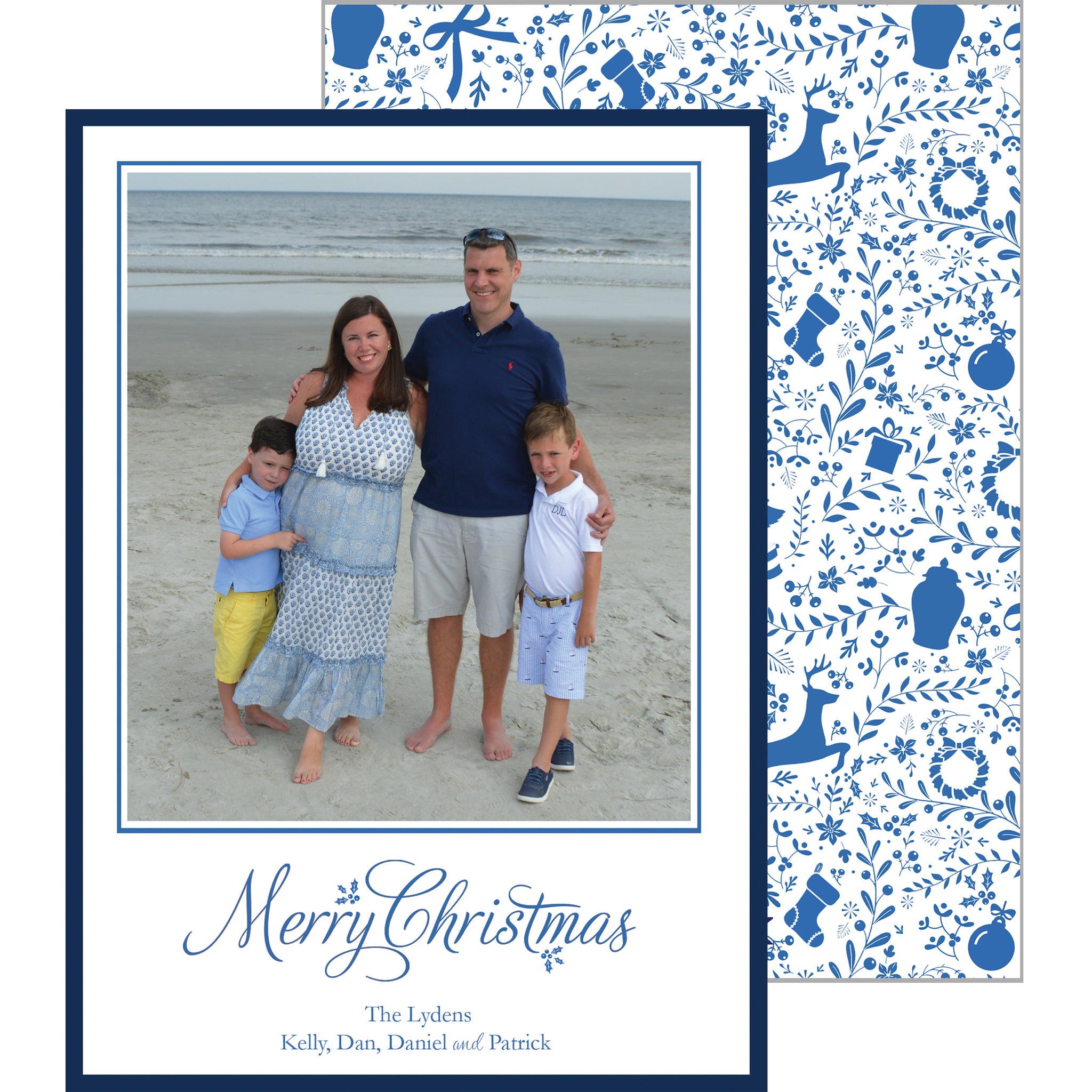 Blue and White Christmas Toile Photo Card - WH Hostess Social Stationery Blue and White Christmas Toile Photo Card - WH Hostess Social Stationery