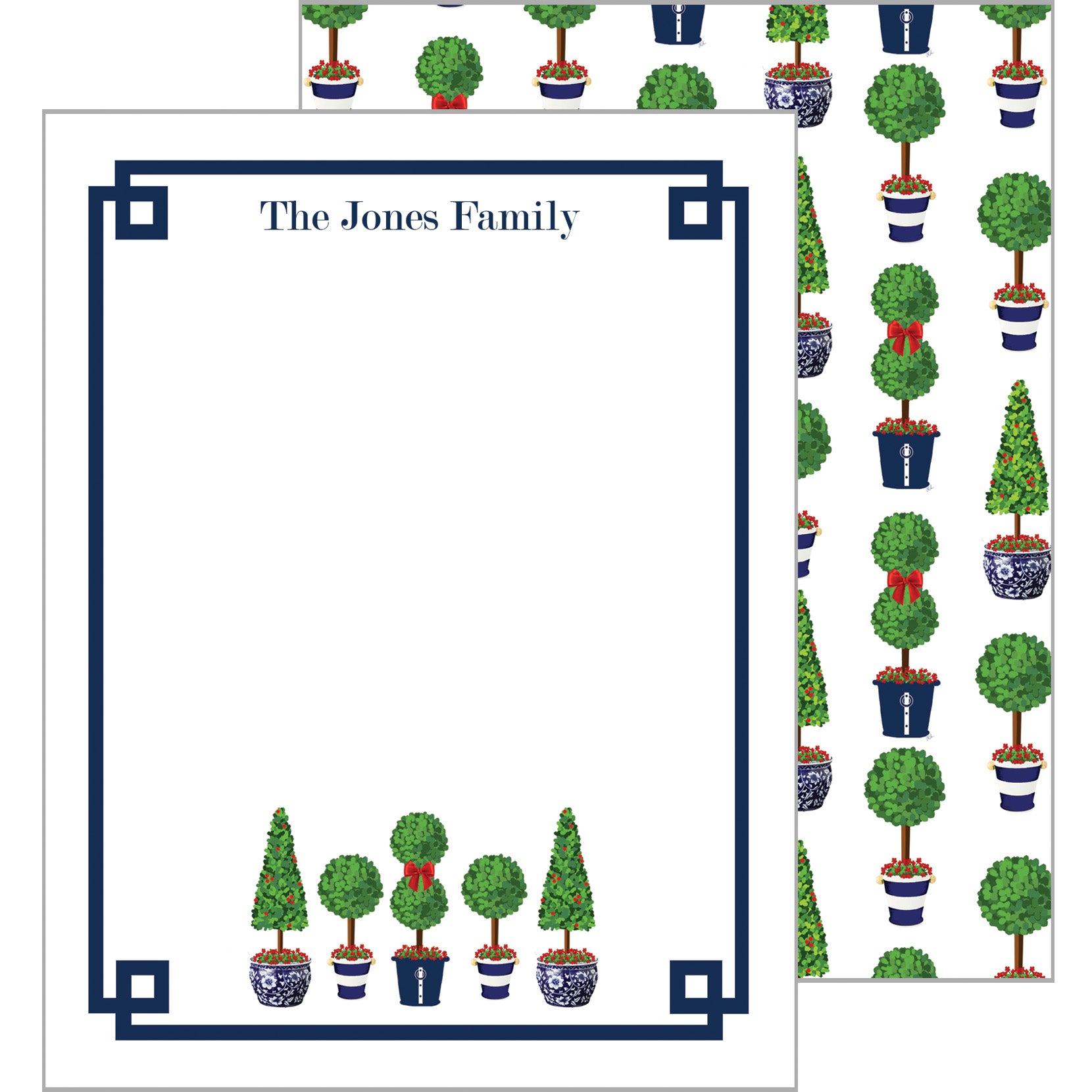 Christmas Topiary Trees Personalized Flat Notecard