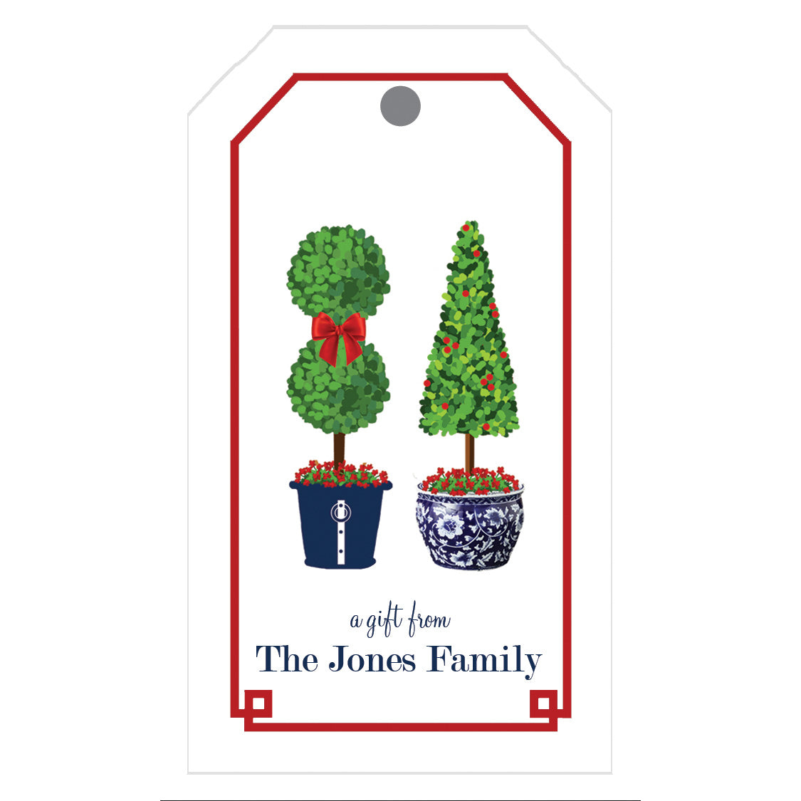 Christmas Topiary Trees Personalized Gift Tags