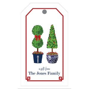 Christmas Topiary Trees Personalized Gift Tags