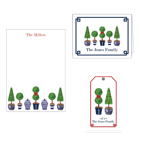 Christmas Topiary Trees Stationery Gift Set