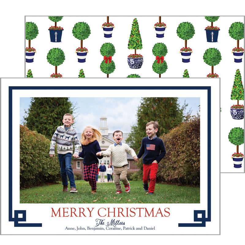 Christmas Topiary Trees Horizontal Holiday Photo Card