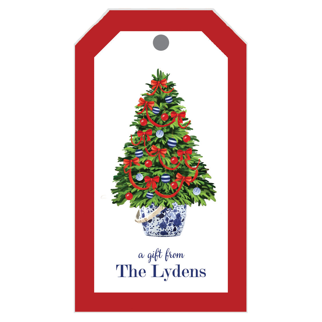 Christmas Tree with Red Bows Personalized Gift Tags