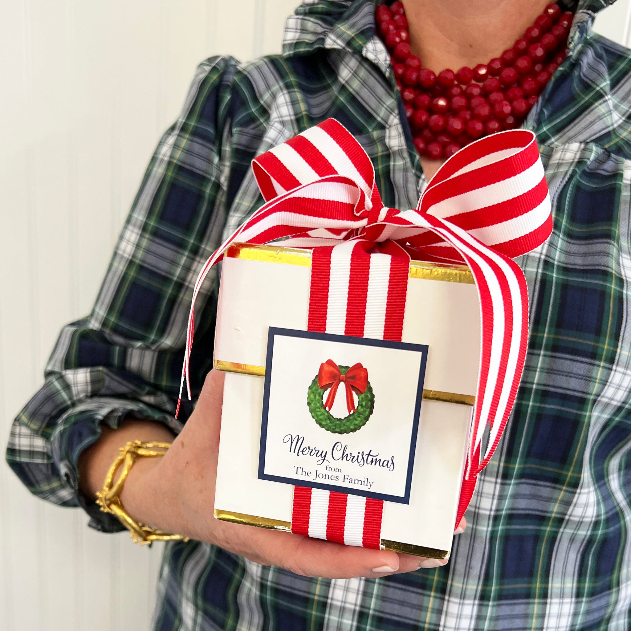 Custom Gift Sticker Christmas Wreath Personalized Gift Sticker | Set of 24 - WH Hostess ...