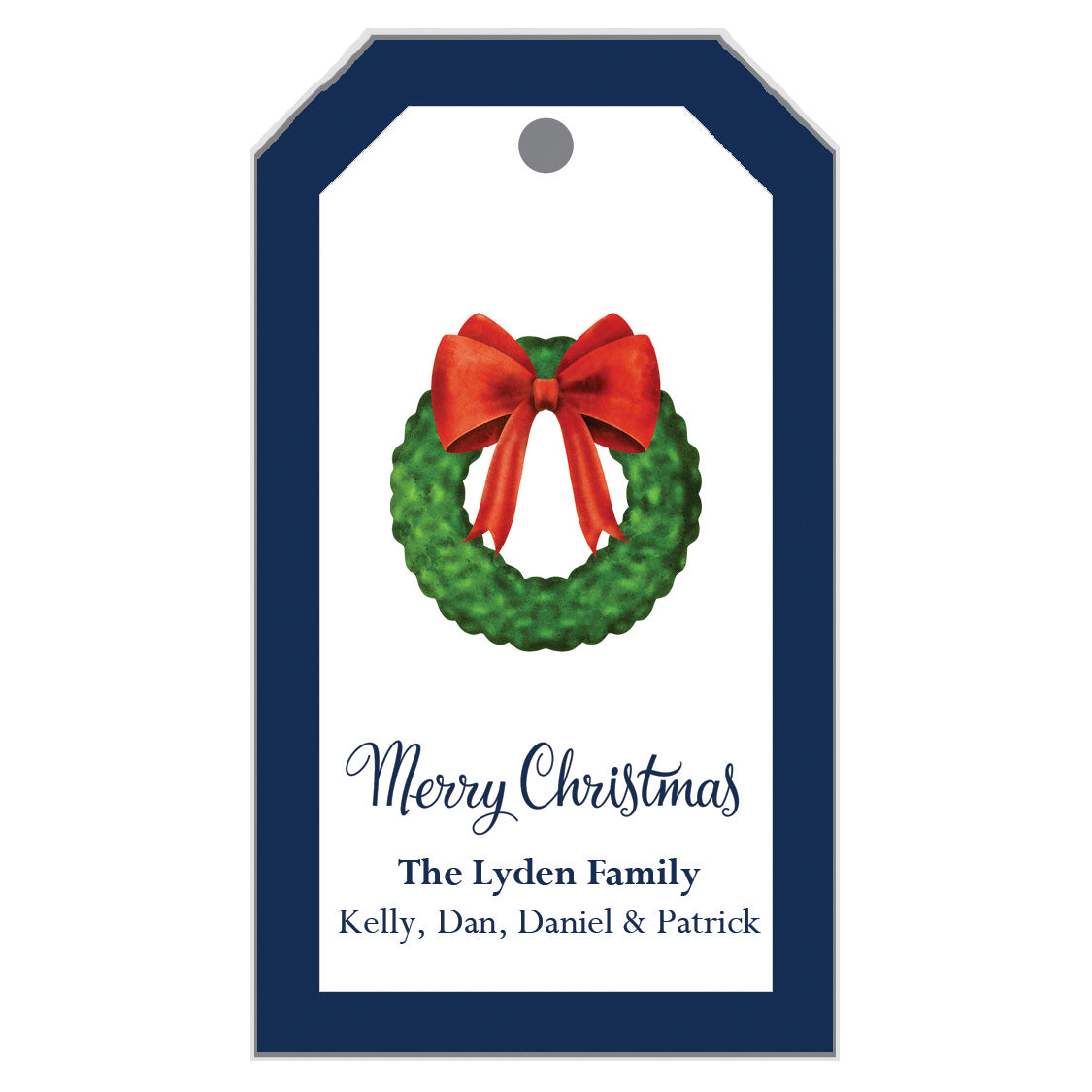 Christmas Wreath Personalized Gift Tags - WH Hostess Social Stationery
