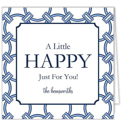 Blue and White Circle Link Personalized Enclosure Cards + Envelopes