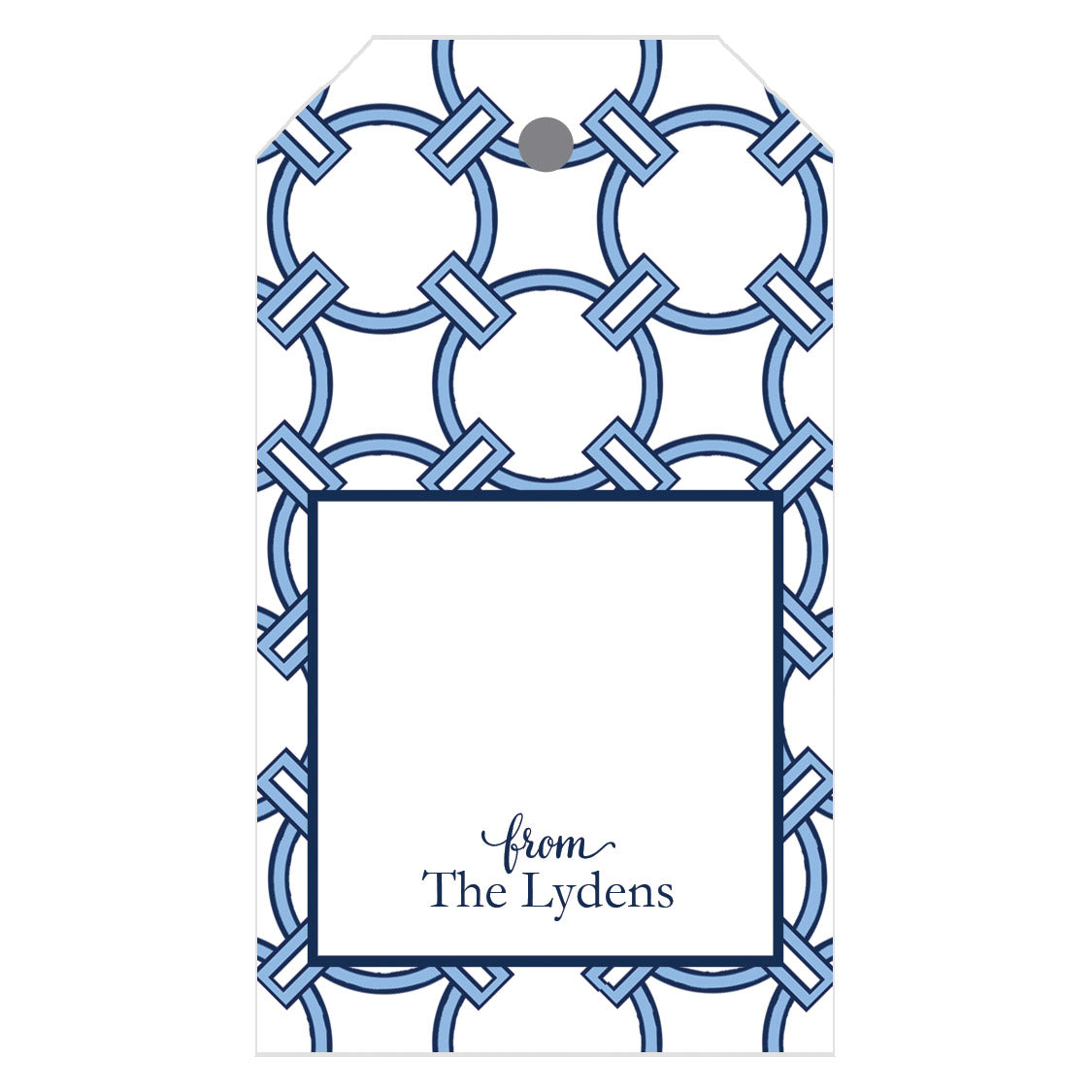Blue and White Circle Link Personalized Gift Tags