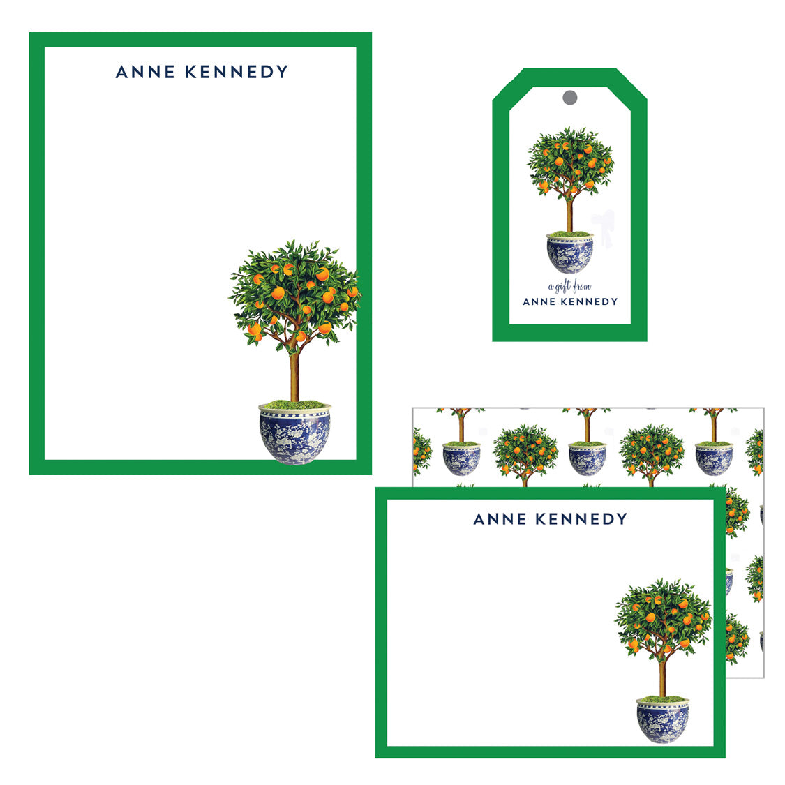 Citrus Topiary Tree Stationery Gift Set