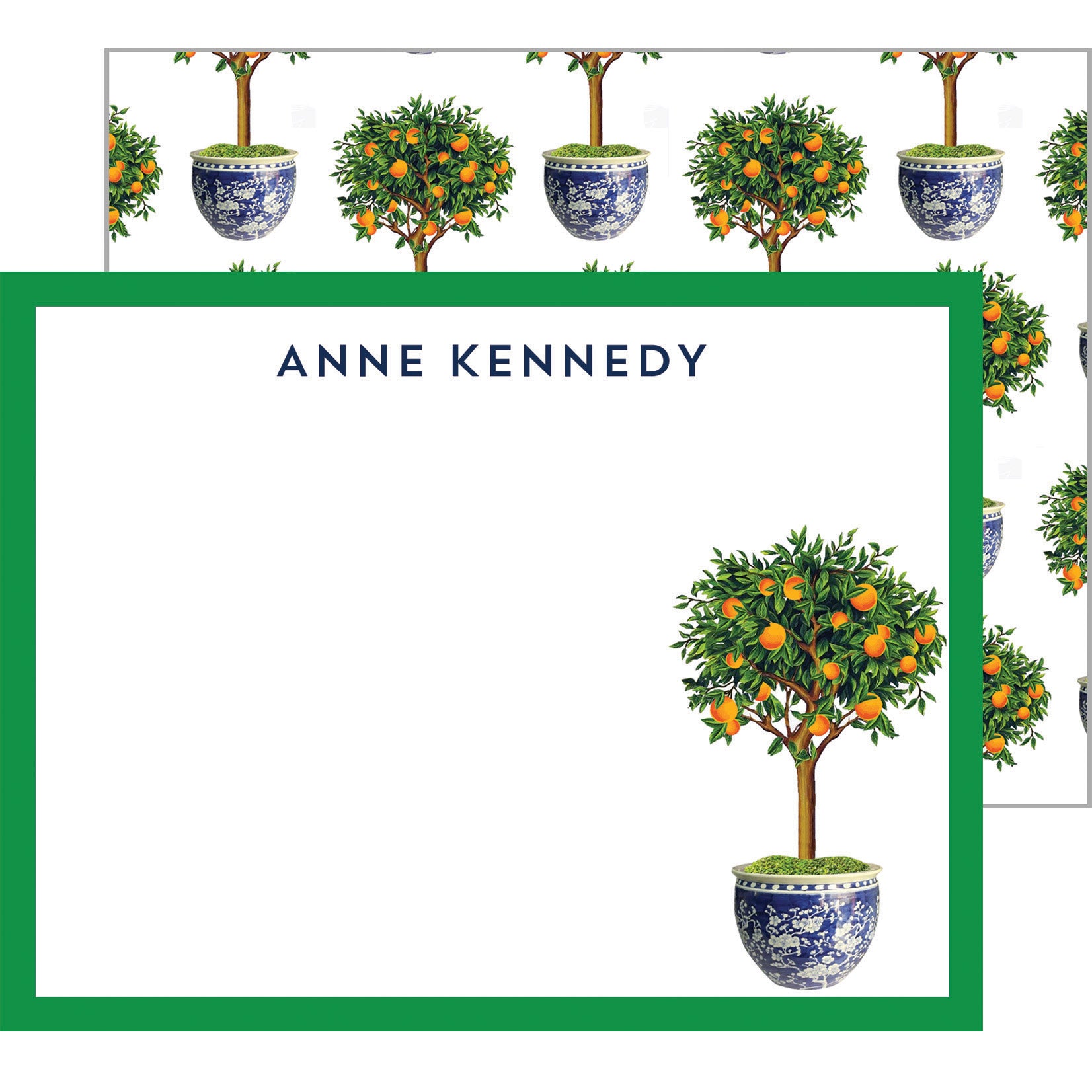 Citrus Topiary Tree Personalized Flat Notecards