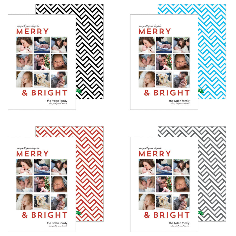 Collage Photo Card with Mod Link Pattern - More Color Options