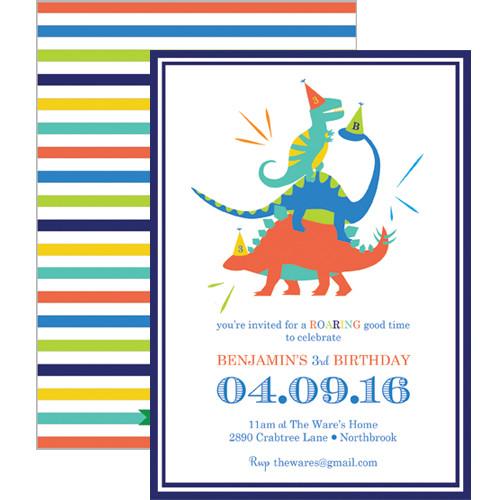 Colorful Dino Double-Sided Invitation Wholesale