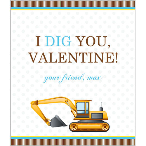 Construction "I Dig You" Valentines for Kids