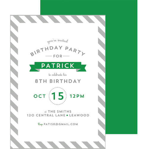 Diagonal Stripe Invitation - Grey