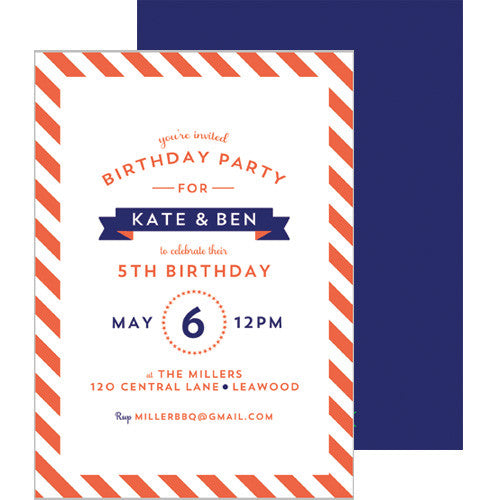 Diagonal Stripe Invitation - Orange