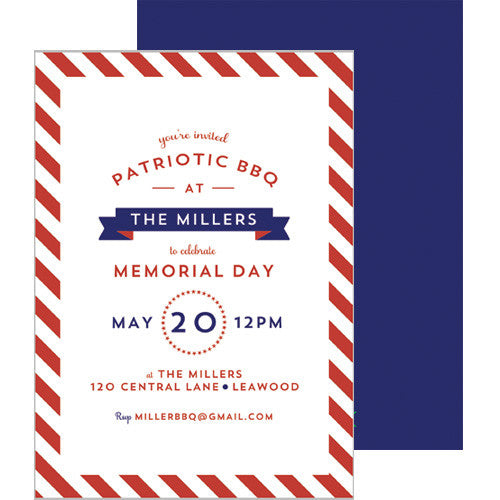 Diagonal Stripe Invitation - Red