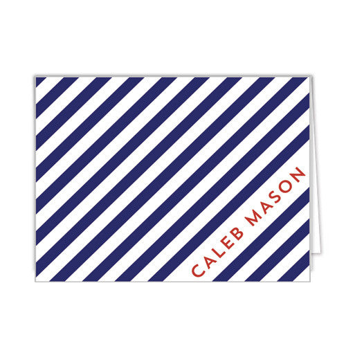 Diagonal Stripe Personalized Folded Notecards - More Colors