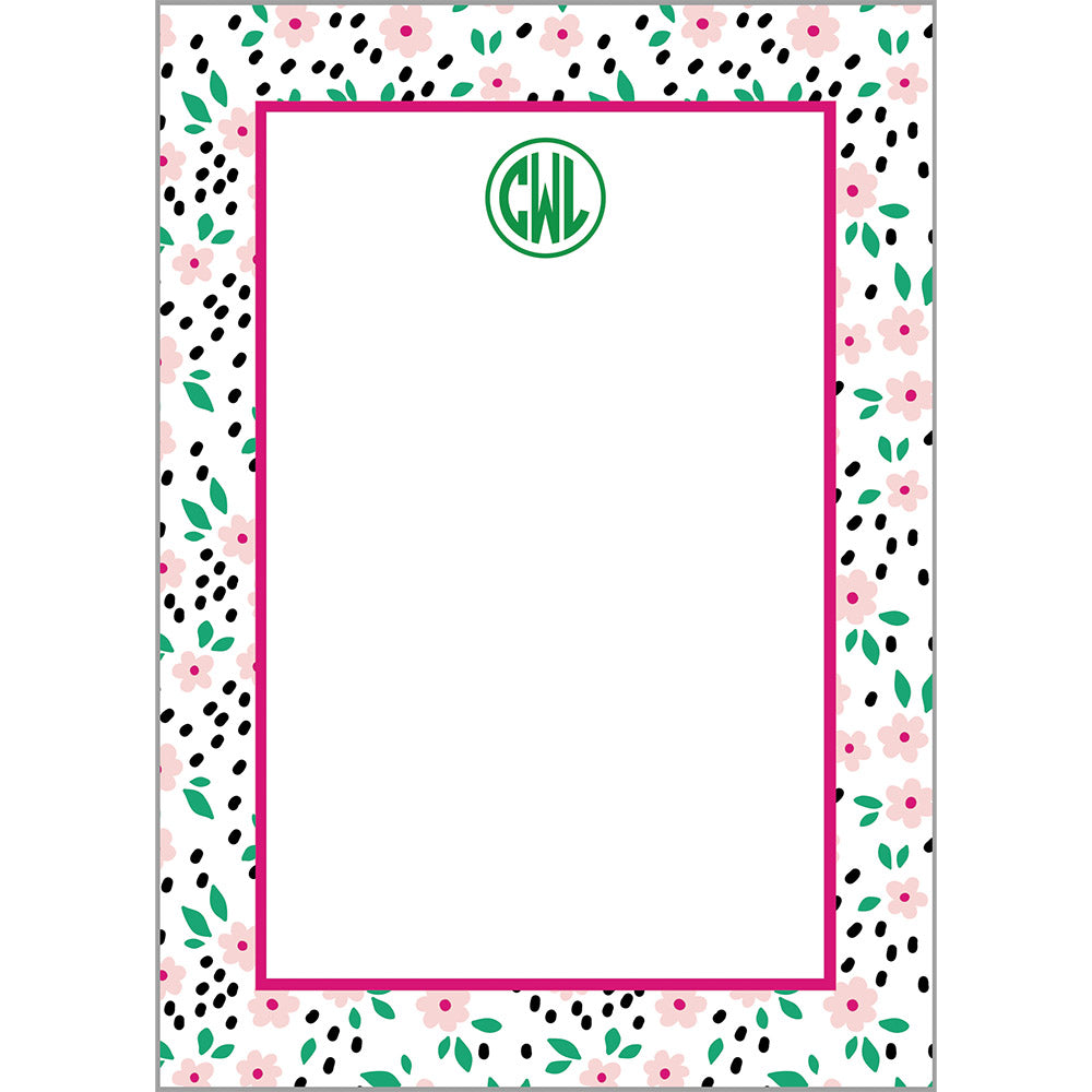 Ditsy Floral Border Personalized Notepad