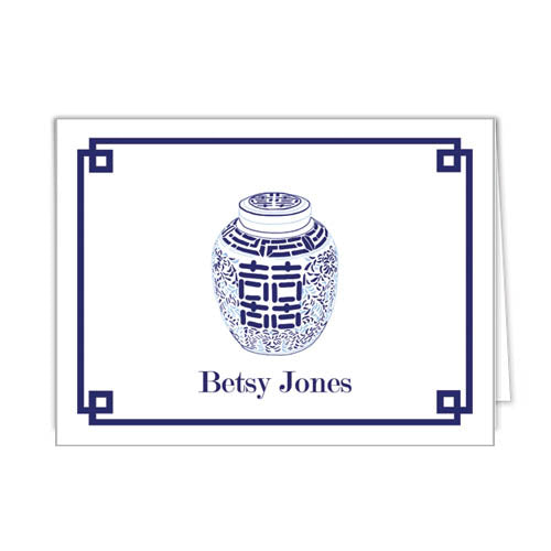 Double Happiness Jar Personalized Folded Notecards
