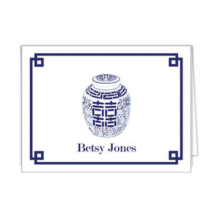 Double Happiness Jar Personalized Folded Notecards