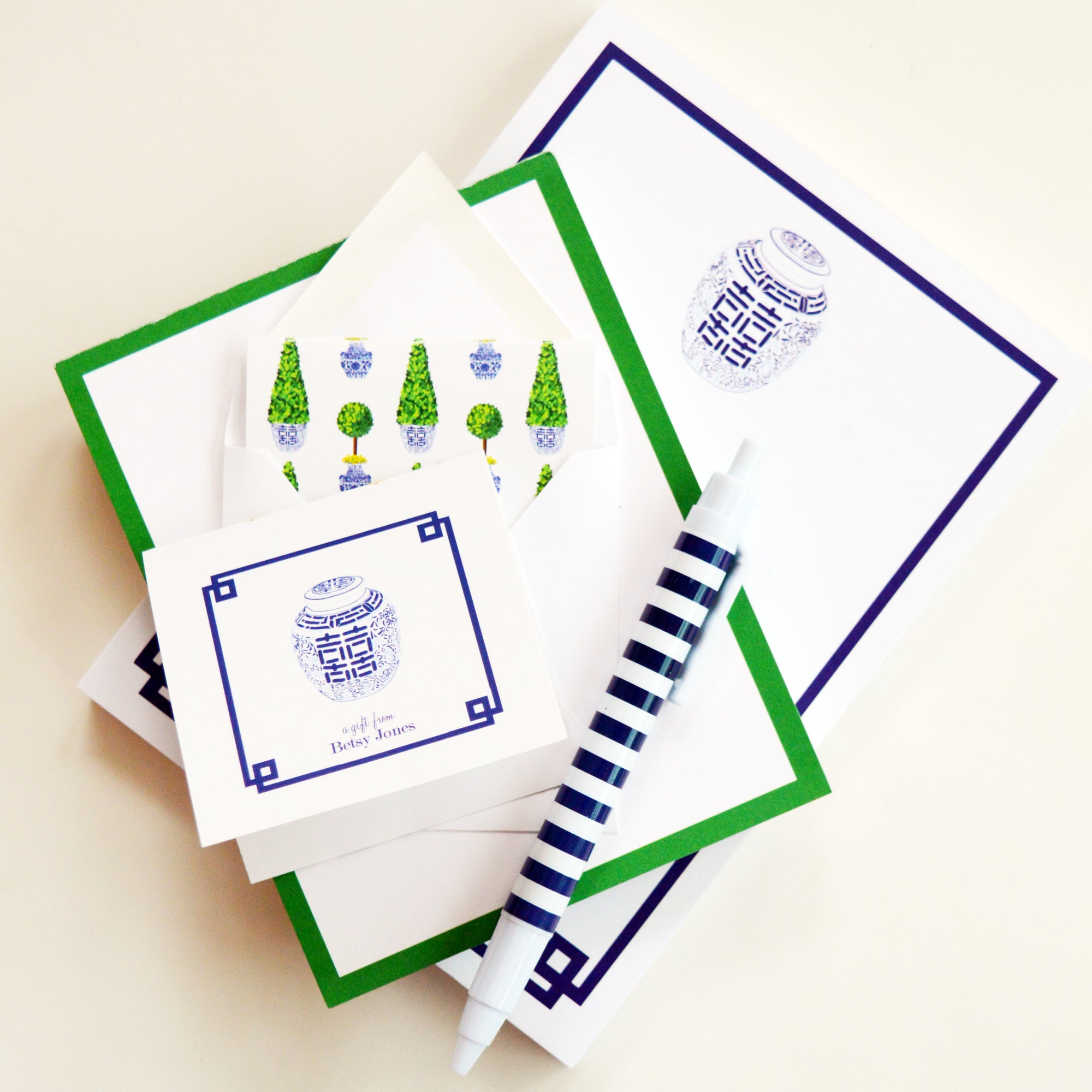 Double Happiness Jar Enclosure Cards + Envelopes