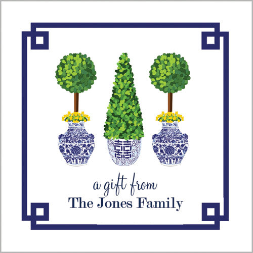 Chinoiserie Topiary Gift Sticker | Set of 24
