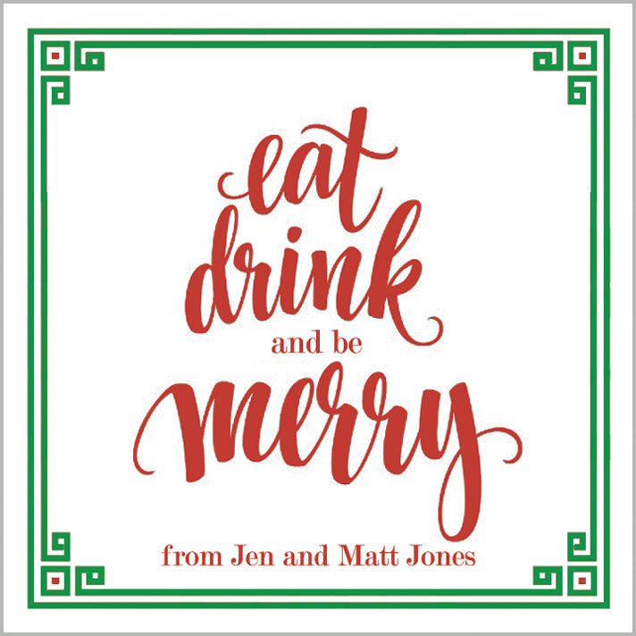 Eat Drink and Be Merry Christmas Gift Sticker | Set of 24