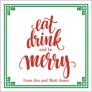 Eat Drink and Be Merry Christmas Gift Sticker | Set of 24