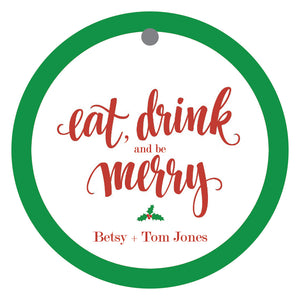 Eat, Drink & Be Merry Round Gift Tags