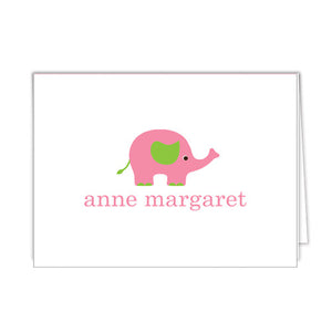 Elephant Personalized Folded Notecards - More Color Options