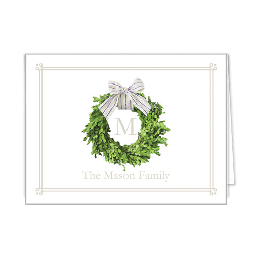 Farmhouse Wreath Personalized Folded Notecards