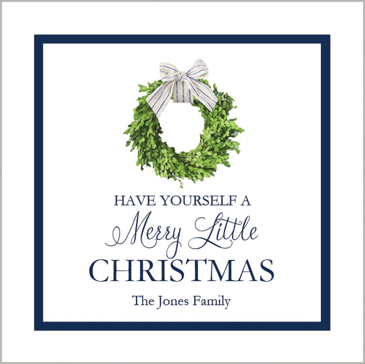 Farmhouse Wreath Christmas Gift Stickers | Set of 24