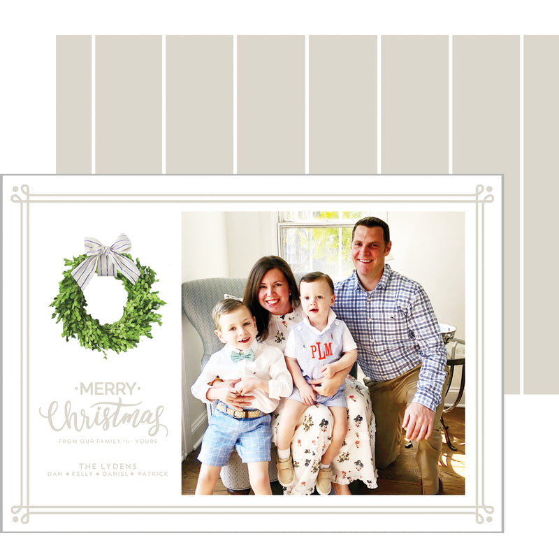 Christmas Farmhouse Wreath Holiday Photo Card