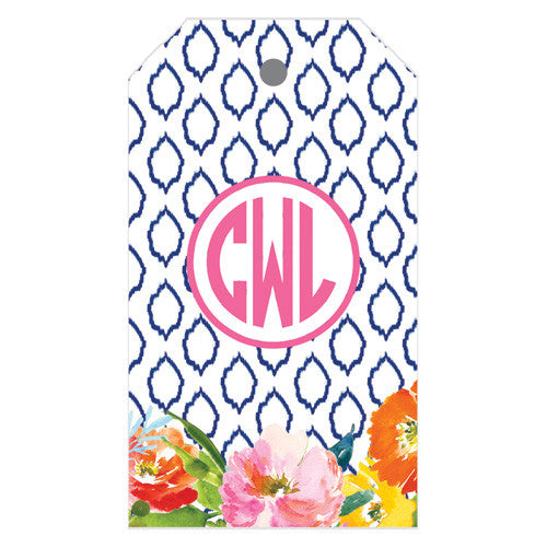 Floral Ikat Monogrammed Gift Tags