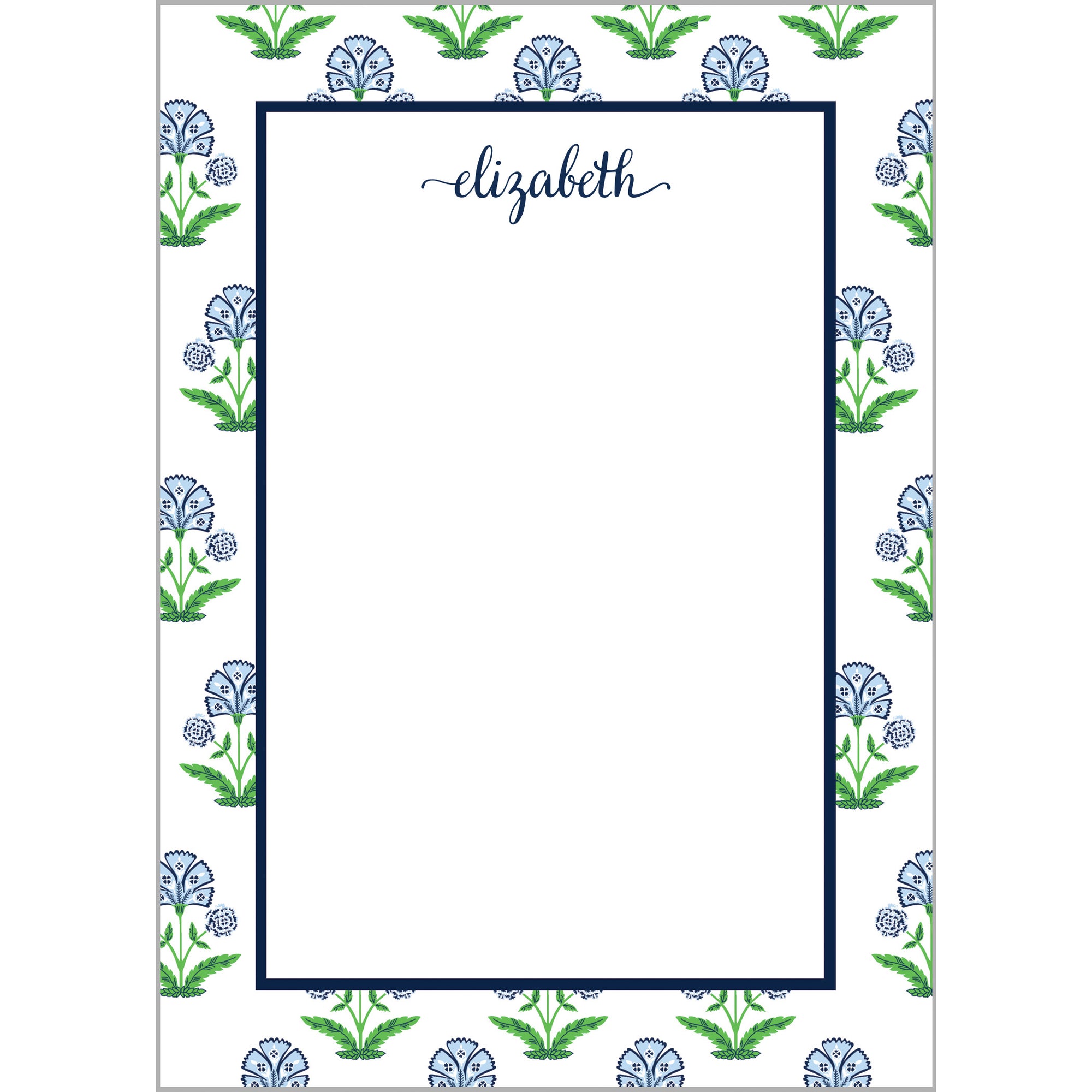 Floral Block Print Personalized Notepad