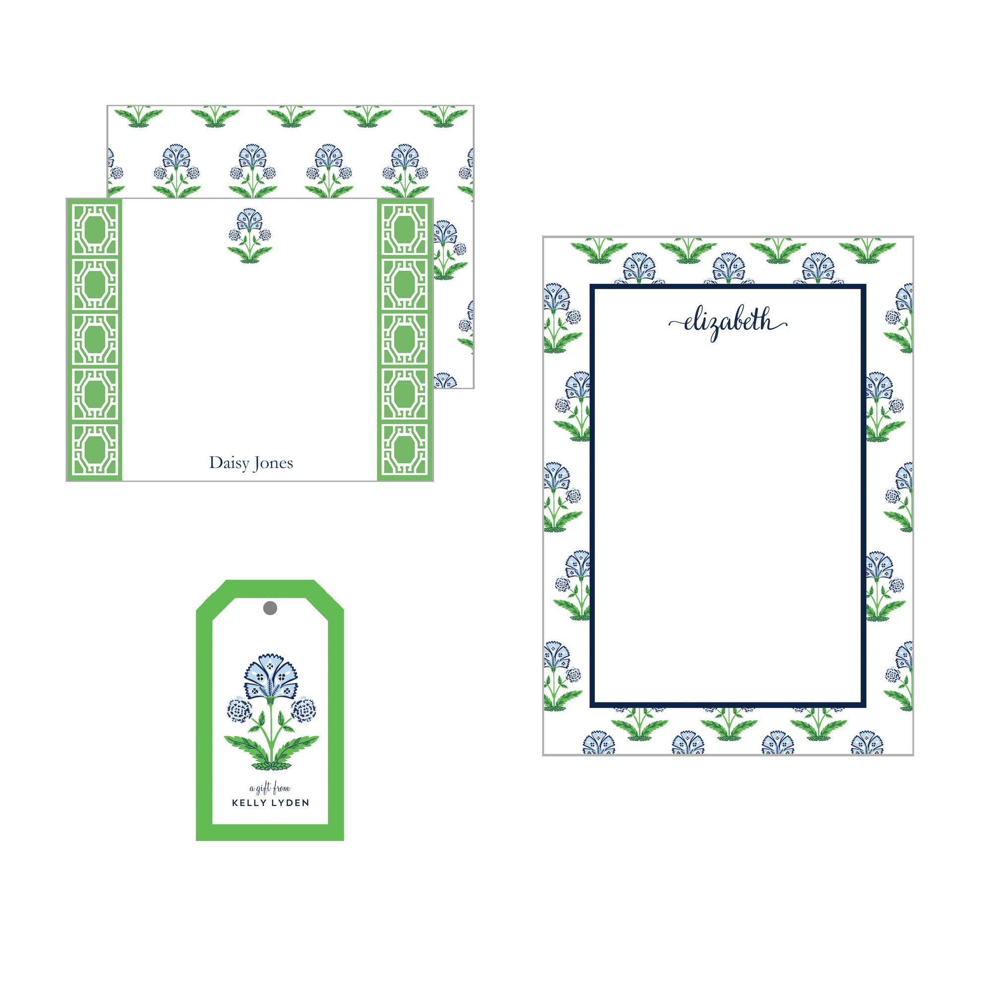 Floral Block Print Stationery Gift Set