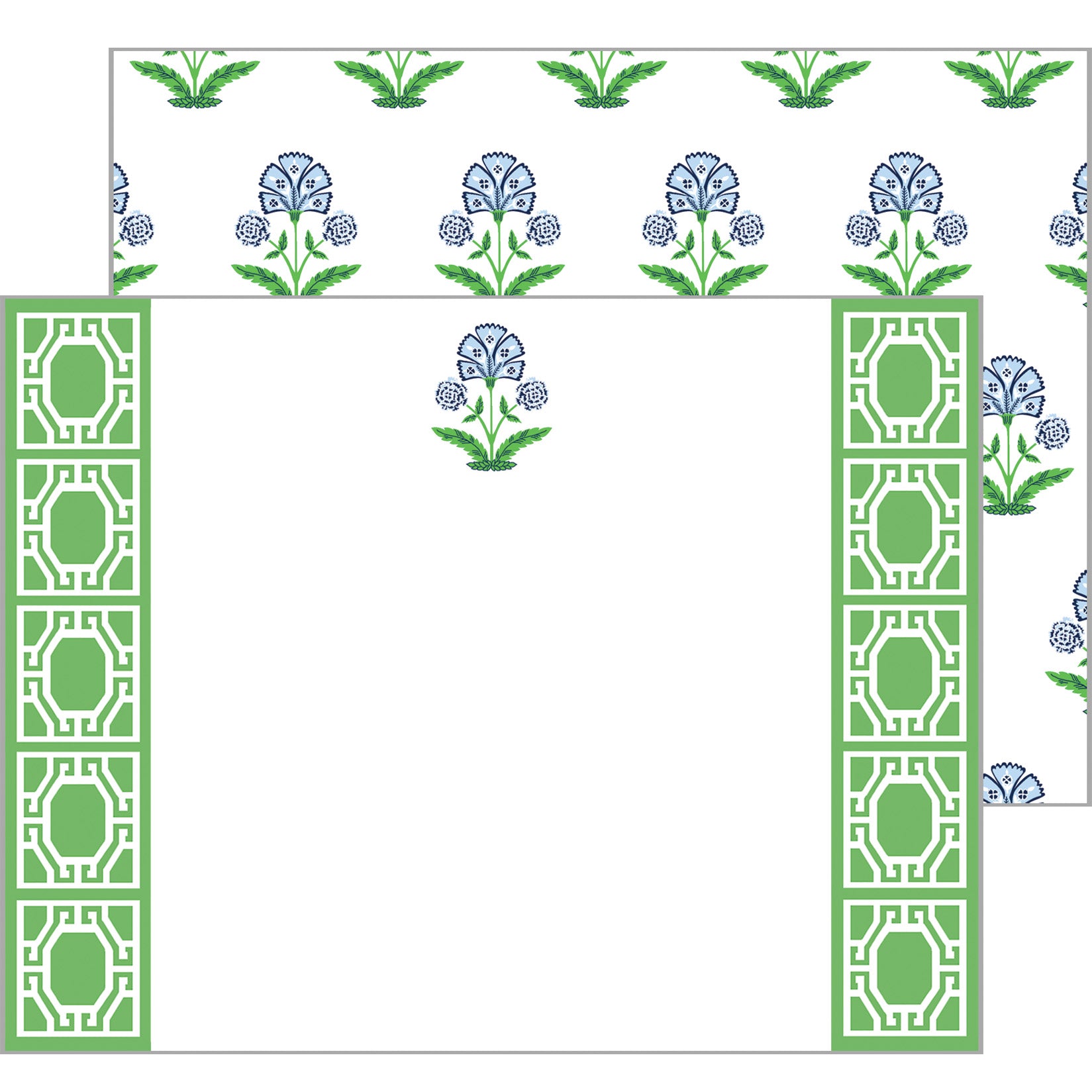In Stock Flat Notecard Set of 10 | Floral Block Print