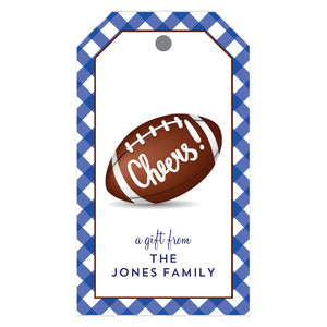 Football Gingham "Cheers" Personalized Gift Tags