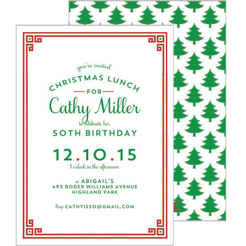 Christmas Tree Greek Key Party Invitation