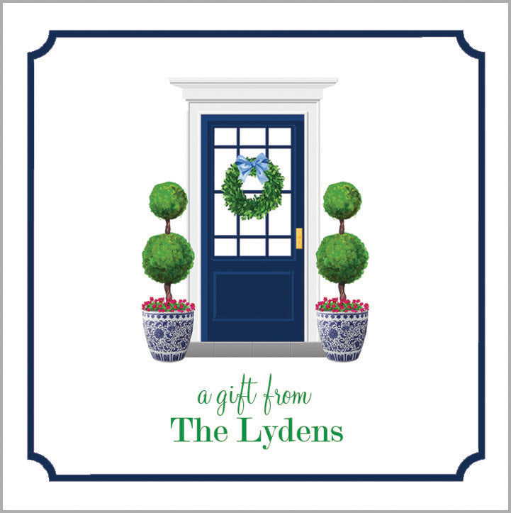 Preppy Navy Blue Front Door Personalized Gift Sticker | Set of 24